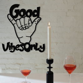 Wallity Good Vibes Only Escultura de Pared de Metal Negra